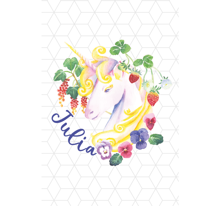 Floral unicorn with name children room roller blind - TenStickers
