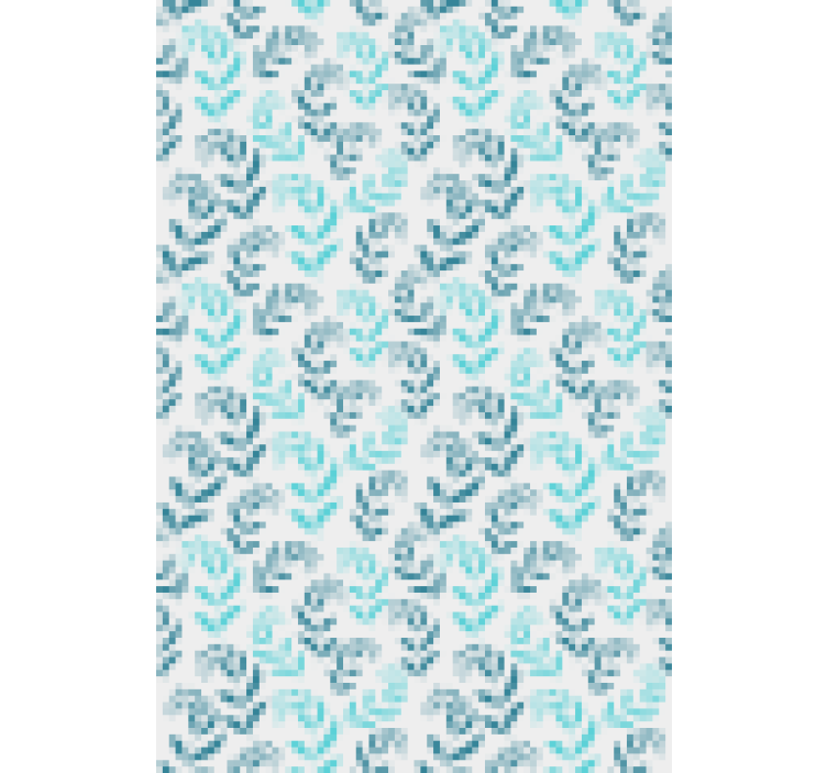 Blue stylised leaf pattern flowers and plants roller blind - TenStickers