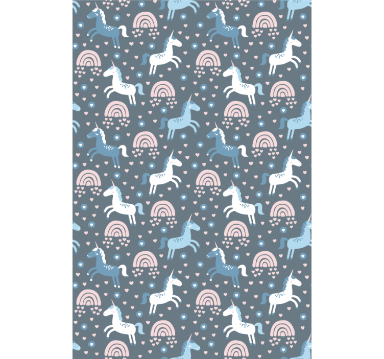 Children room roller blind with blue unicorns and rainbows - TenStickers