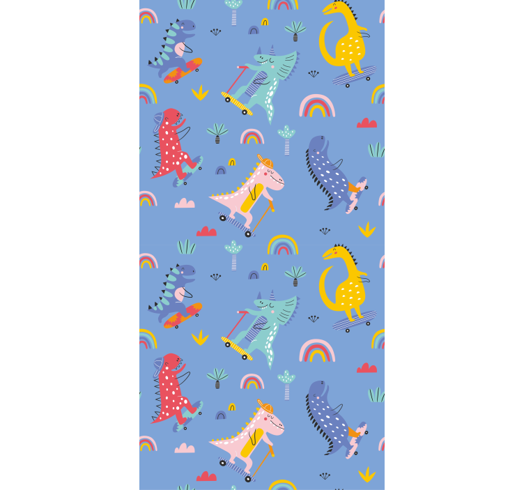 Skateboarding scene dinosaur roller blind - TenStickers