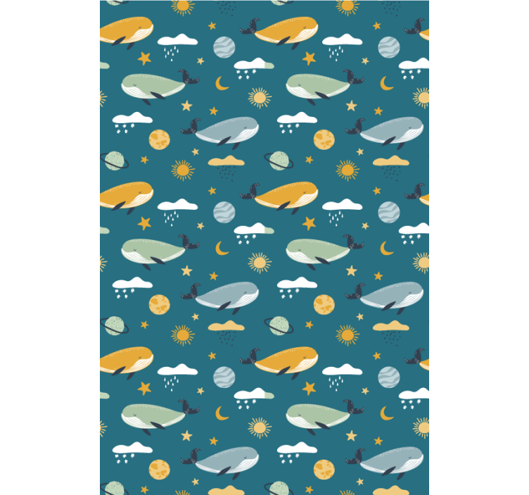 Whales pattern children room roller blind - TenStickers