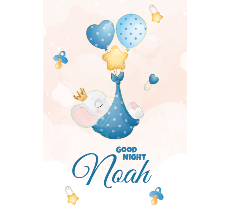 Good night elephant with name nursery roller blind - TenStickers