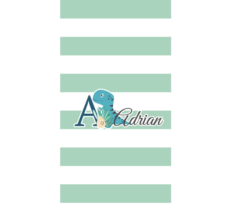 Striped dinosaur with name children room roller blind - TenStickers