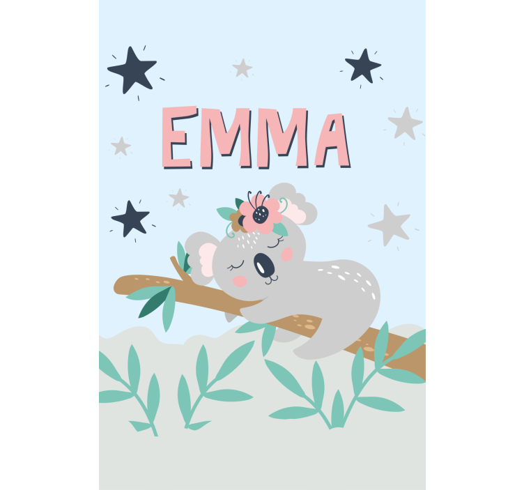Cute koala for girl with name Nursery blind - TenStickers