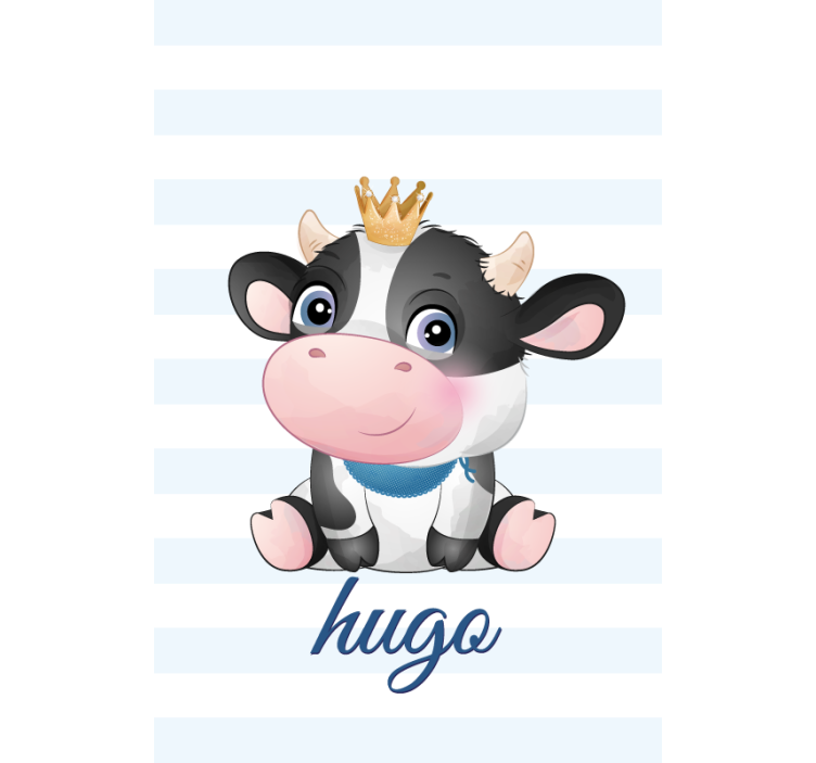 Crowned cow with name children room roller blind - TenStickers