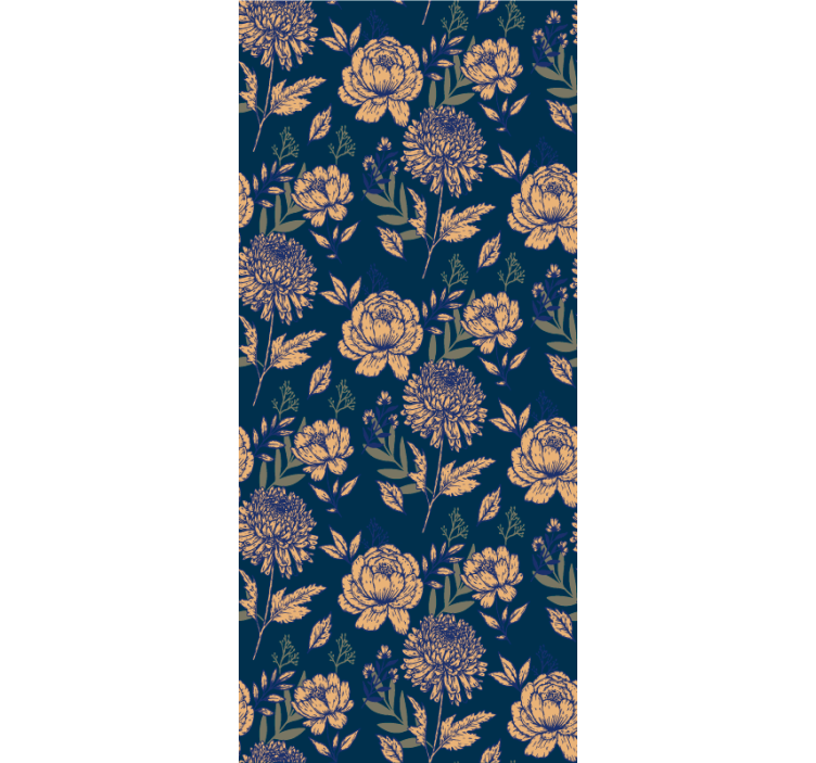 Navy elegant pattern flower roller blind - TenStickers