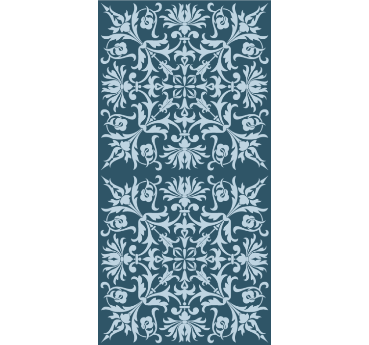 Flowers and plants roller blind in french blue pattern - TenStickers