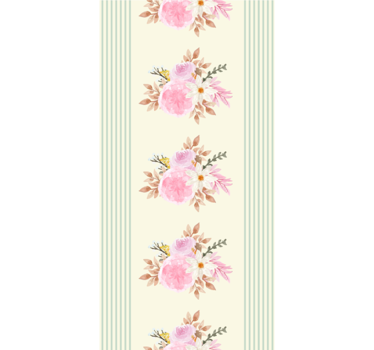 Flowers and plants roller blind in french provincial stripes - TenStickers