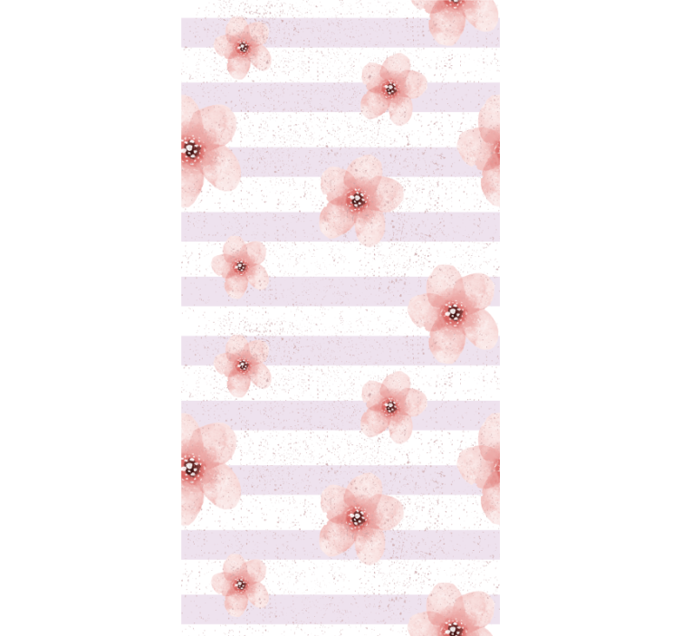 Pink Floral Stripes flowers and plants roller blind - TenStickers