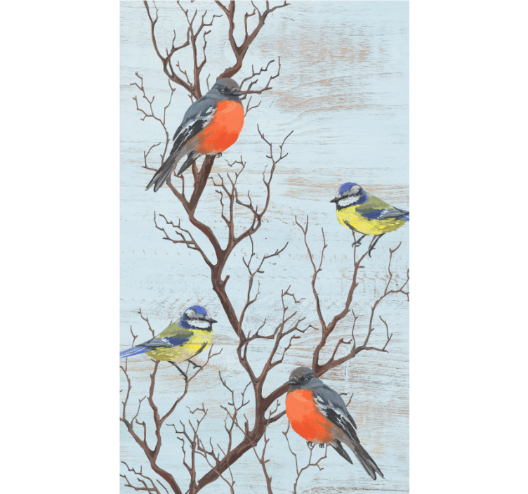 Birds on branches tree roller blind - TenStickers