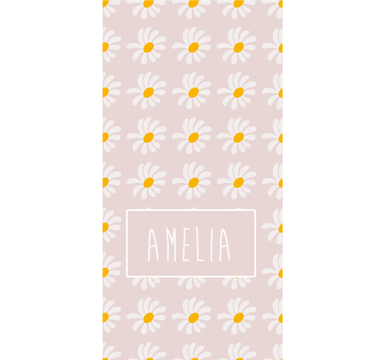 Daisy floral with name children room roller blind - TenStickers