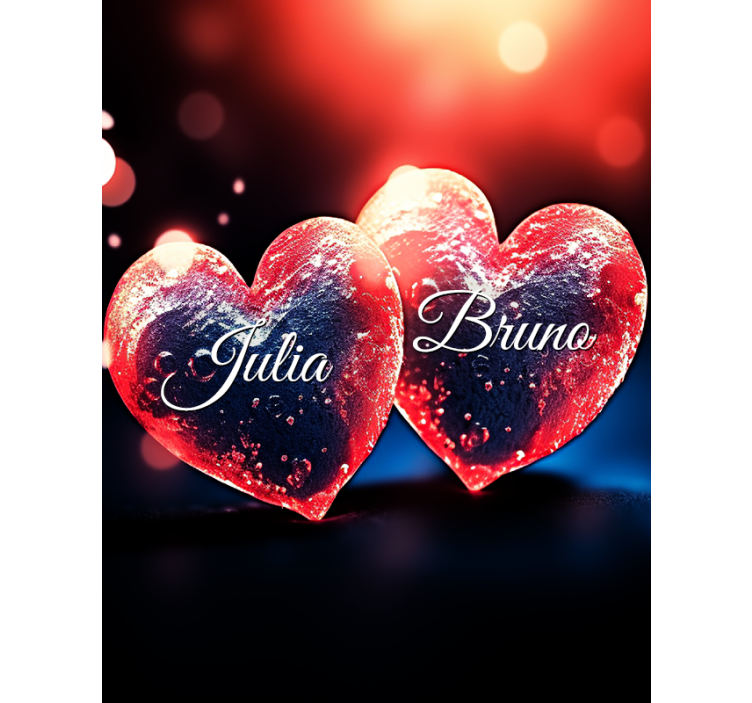 Hearts with name custom window shade - TenStickers