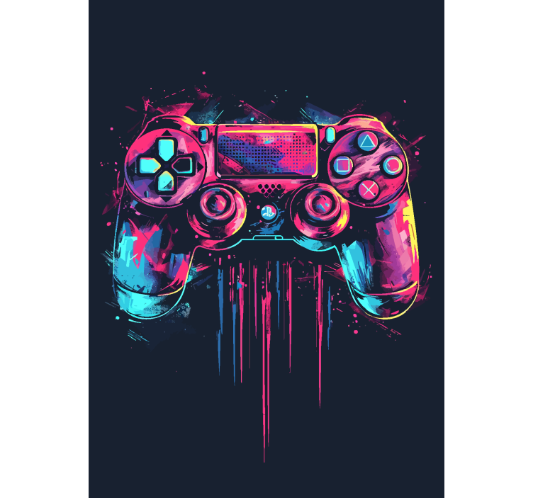 Blue and pink control geek roller blind - TenStickers