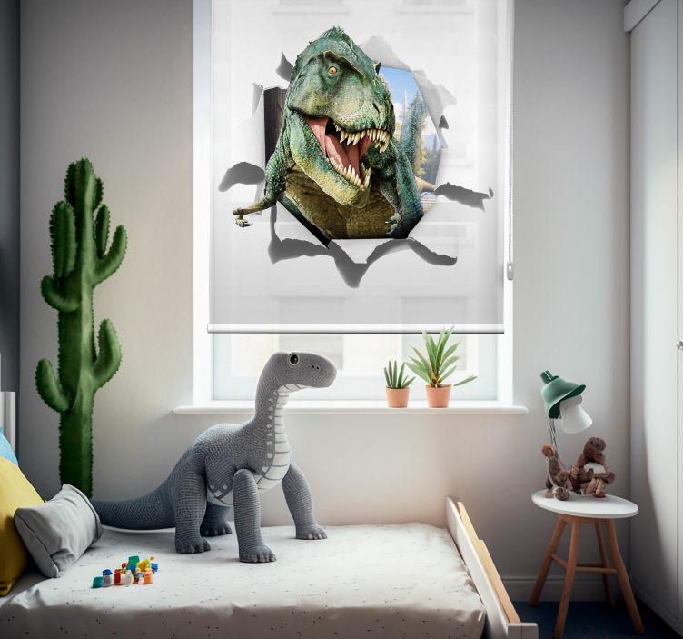 3D angry t-rex Childrens blind - TenStickers