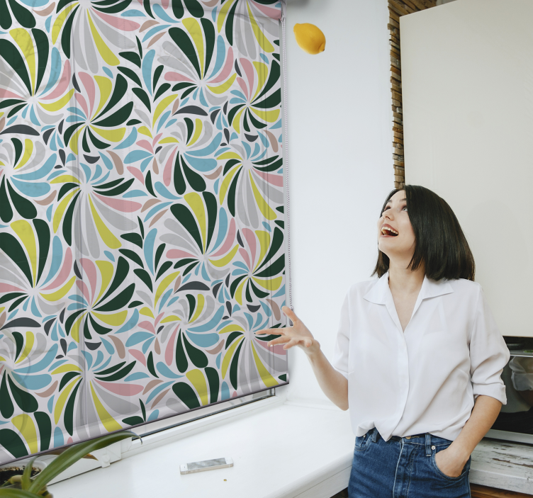 Stylish Floral Pattern flowers and plants roller blind - TenStickers