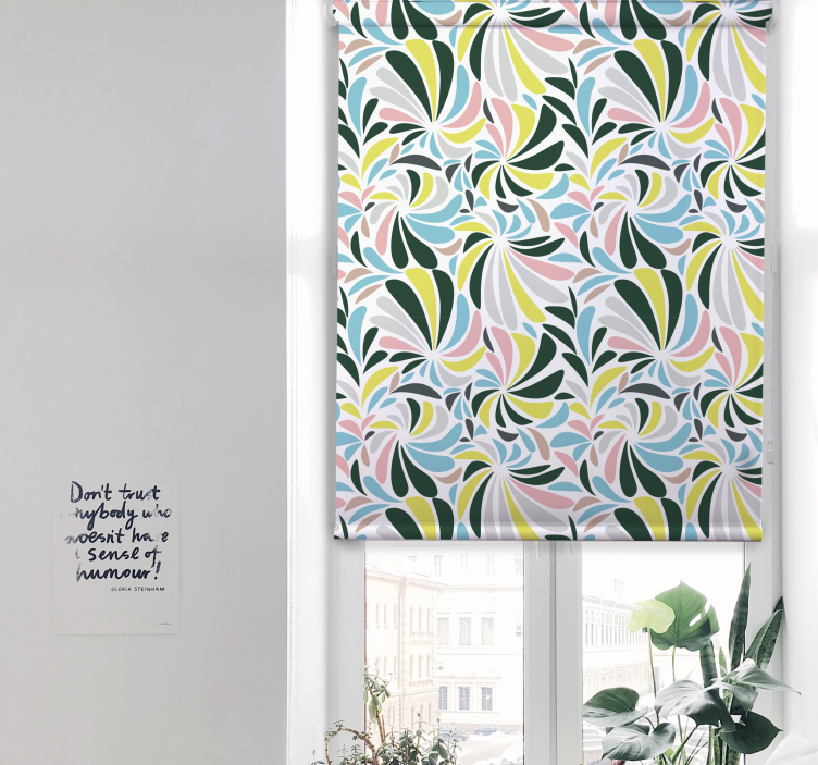 Stylish Floral Pattern flowers and plants roller blind - TenStickers