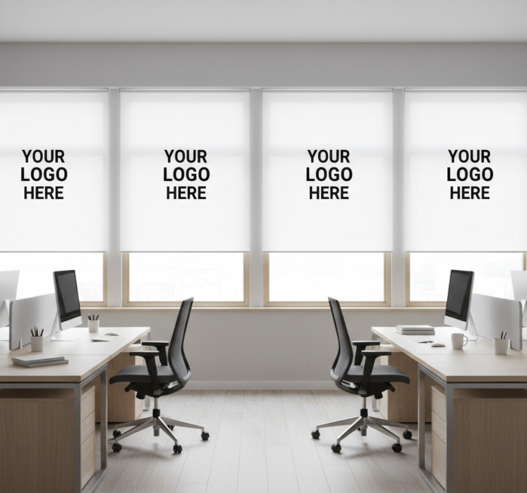 Office roller blind with custom business logo - TenStickers