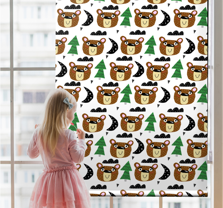 Baby bear patterns children room roller blind - TenStickers
