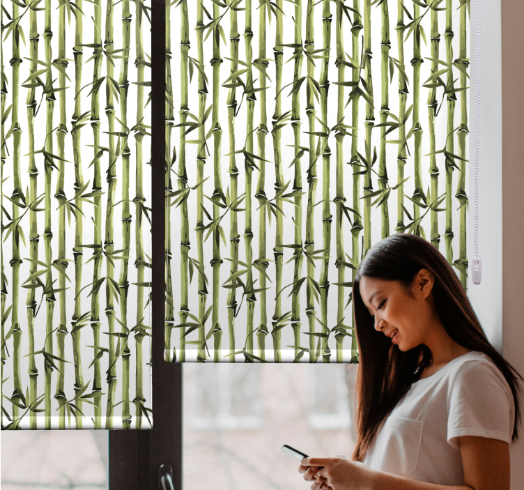 Bamboo Forest Pattern flowers and plants roller blind - TenStickers