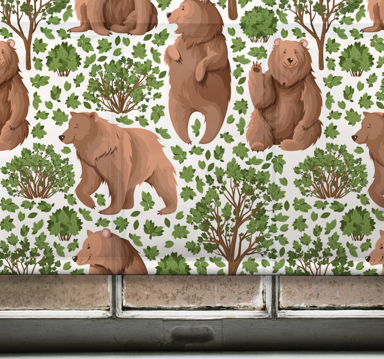 Bear Forest Pattern animal roller blind - TenStickers