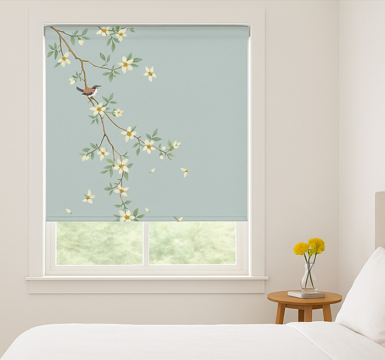 Blossoming branch birds master bedroom roller blind - TenStickers
