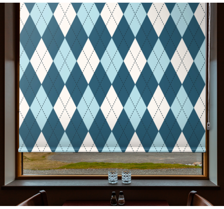 Blue diamond pattern modern roller blind - TenStickers