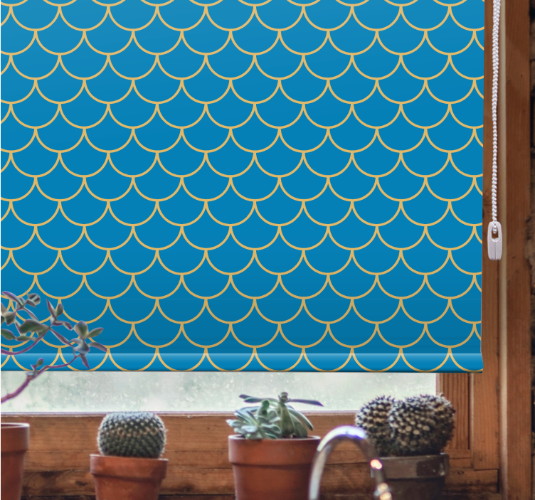 Blue fish scales pattern Bathroom blind - TenStickers