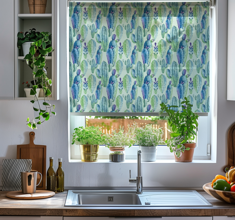Botanic style cactus roller blind - TenStickers