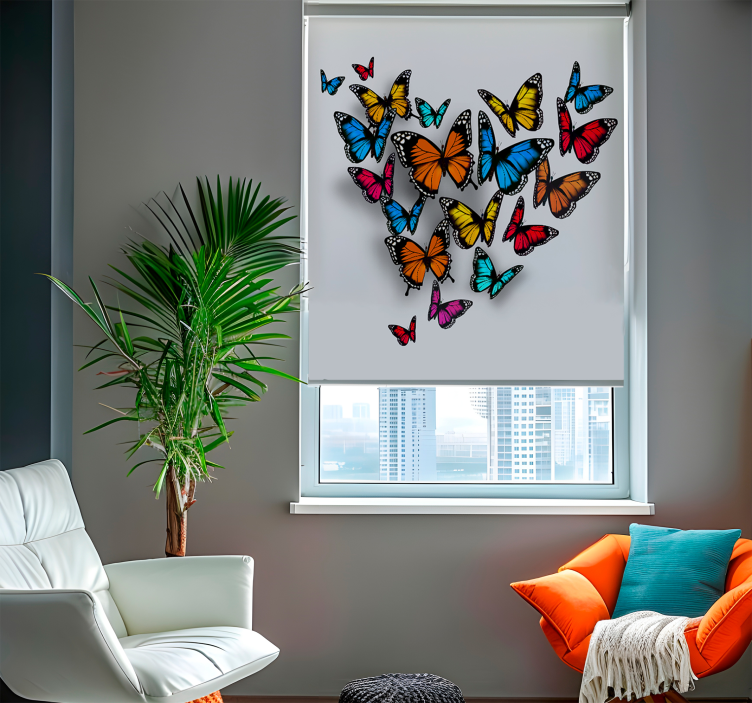 Bright colorful butterflies roller shade - TenStickers