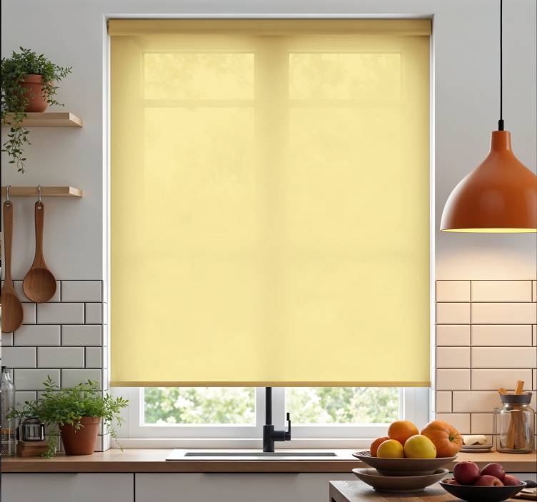 Butter yellow kitchen roller blind - TenStickers