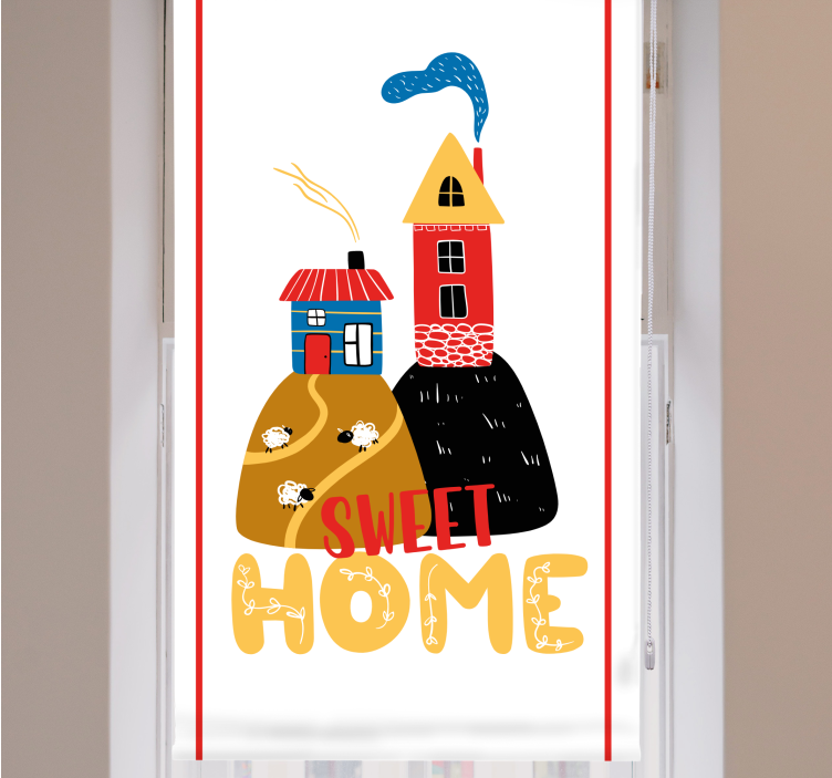 Charming house illustration text roller blind - TenStickers