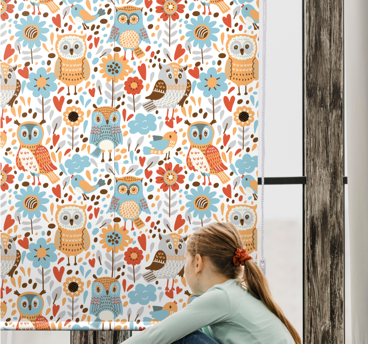 Charming Owl Pattern animal roller blind - TenStickers