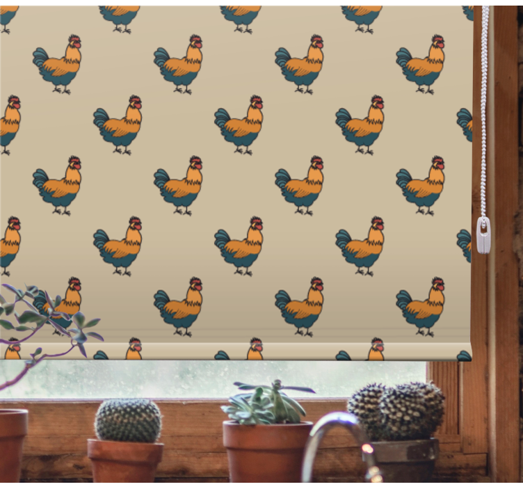 Charming Rooster Pattern animal roller blind - TenStickers