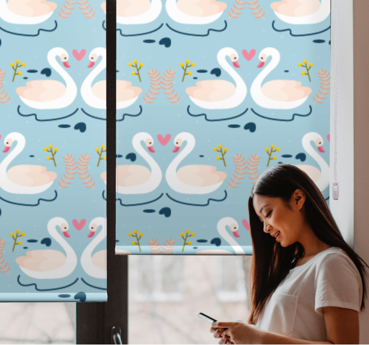 Charming Swans Pattern animal roller blind - TenStickers