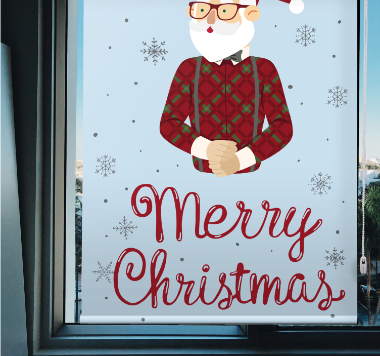 Cheerful Greeting Santa roller blind - TenStickers