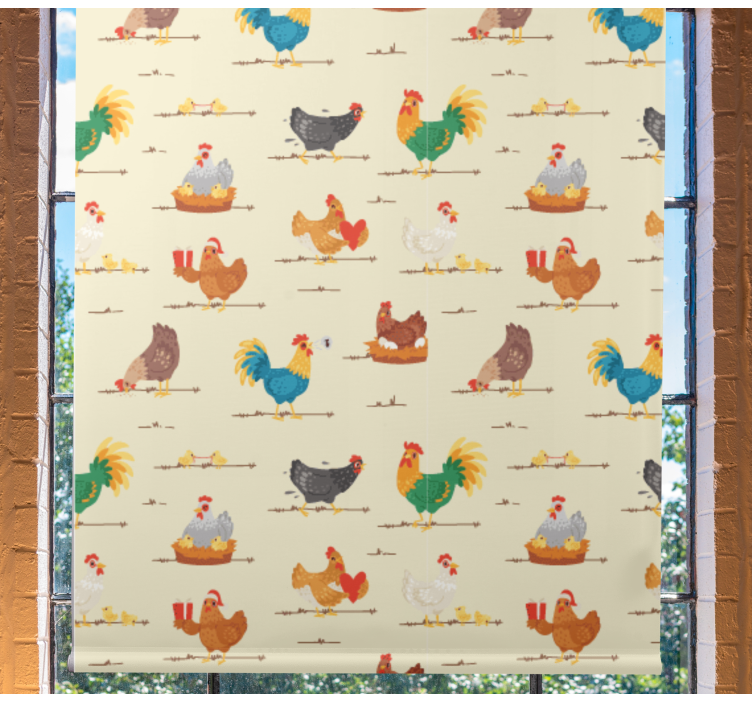 Chicken cartoon characters pattern animal blind - TenStickers