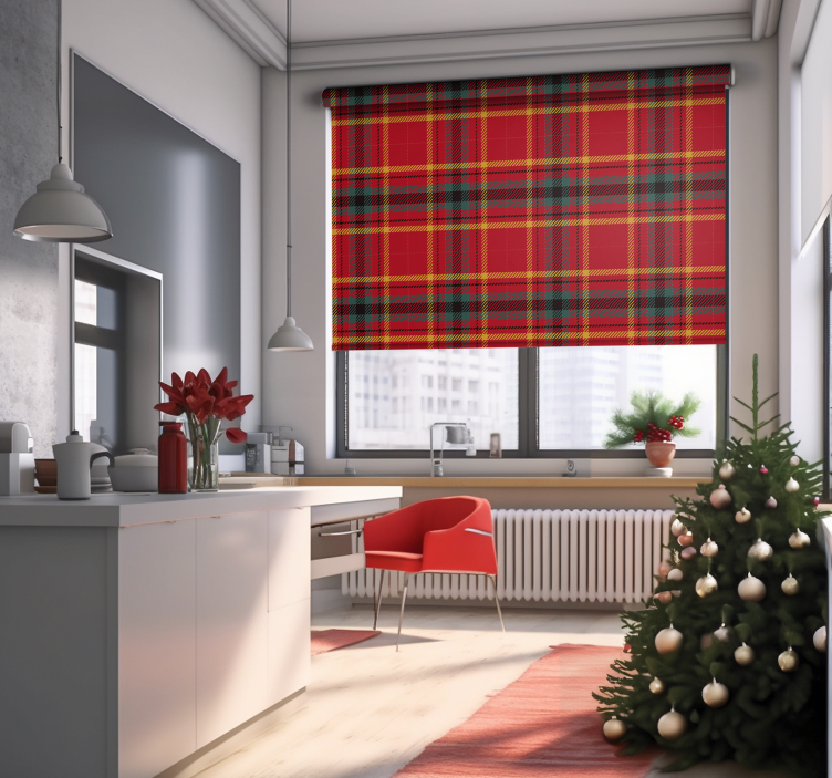 Christmas motif red tartan texture roller blind - TenStickers