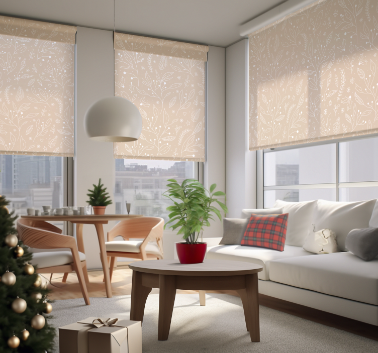 Christmas plants beige roller blind - TenStickers