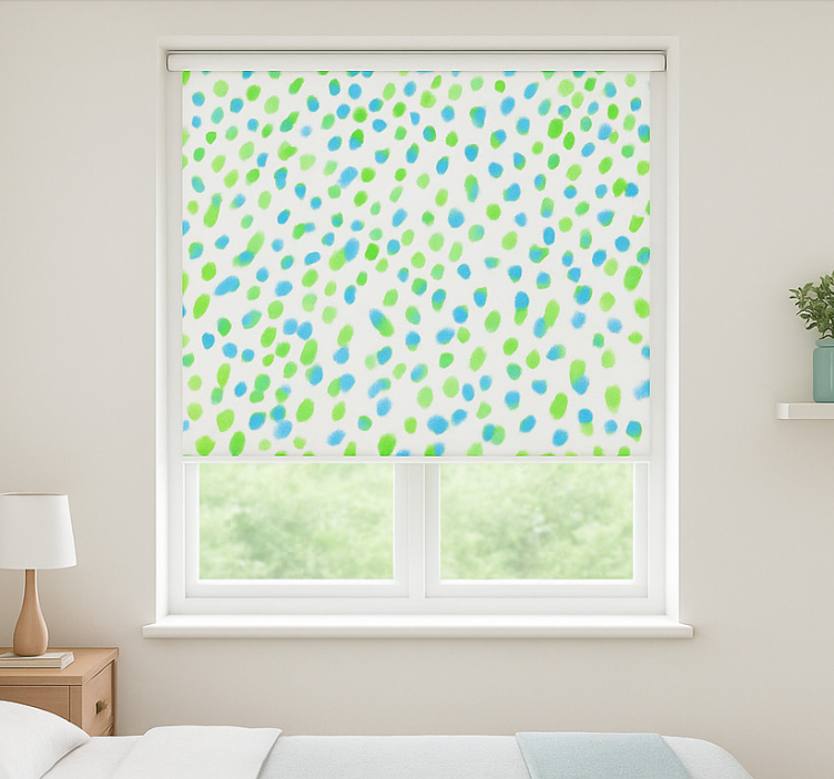 Blue and green dots teenage bedroom roller blind - TenStickers