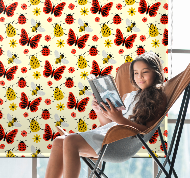 Colorful bees butterfly roller blind - TenStickers