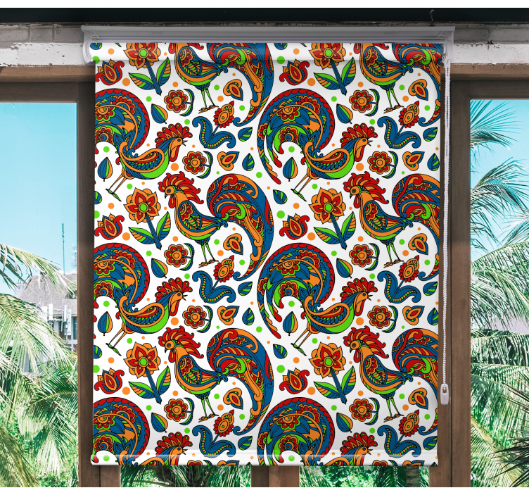 Colorful roosters animal roller blind - TenStickers