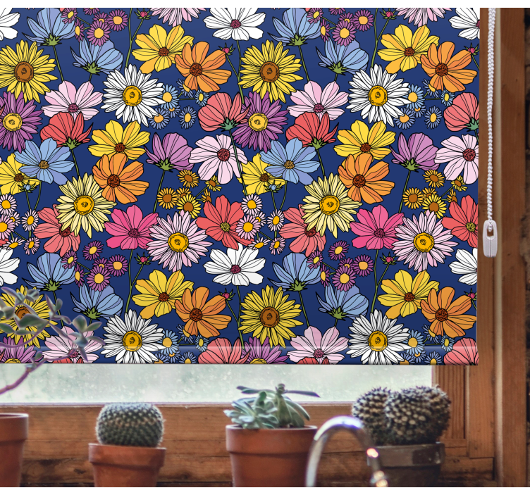 Colorful spring arrangement flowers and plants roller blind - TenStickers