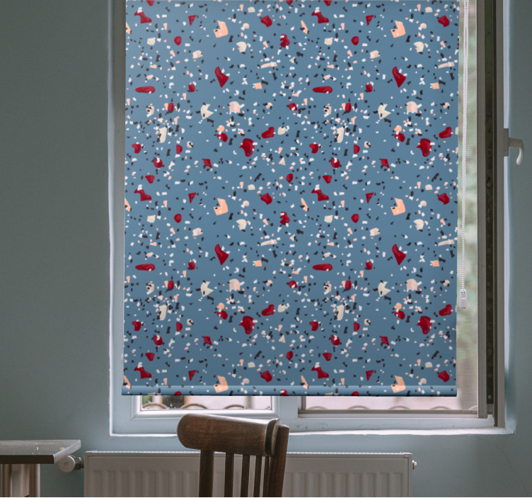 Blue geometric terrazzo texture and pattern roller blind - TenStickers