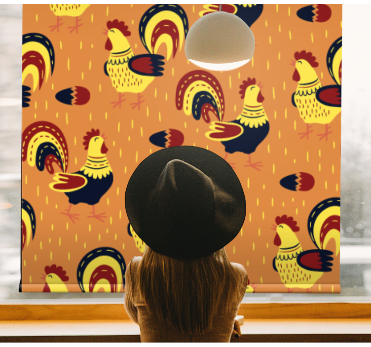 Colorful Roosters Pattern animal roller blind - TenStickers