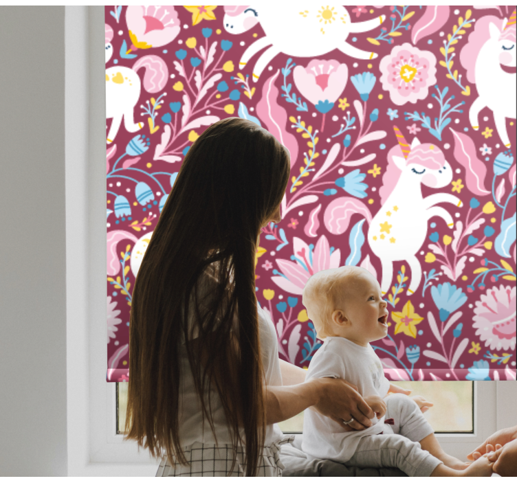 Colorful unicorn patterns original roller blind - TenStickers