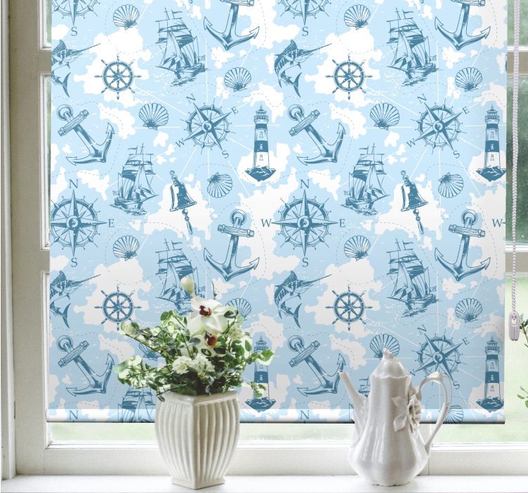 Compass with lighthouse Living room blind - TenStickers