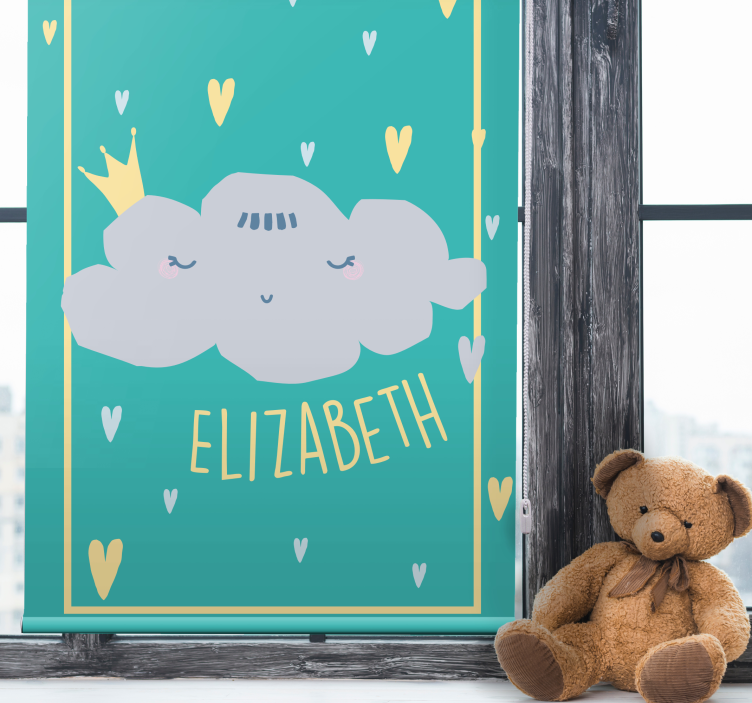 Crowned cloud with name children room roller blind - TenStickers