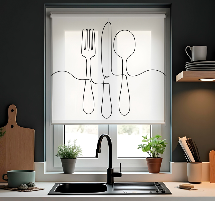 Culinary utensils kitchen roller blind - TenStickers