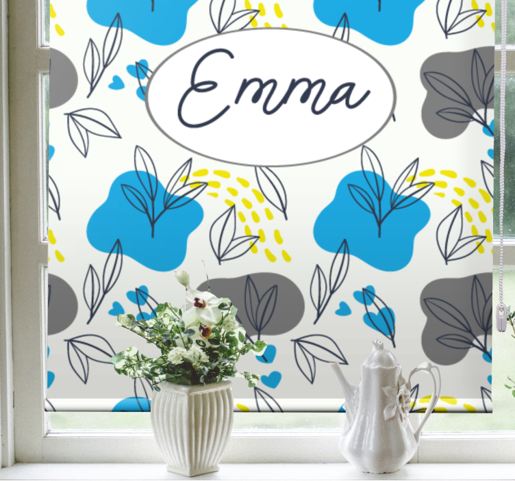 Custom floral name flowers and plants roller blind - TenStickers