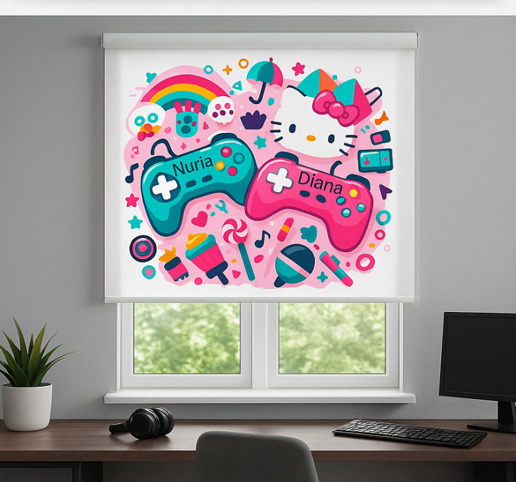 Custom kitty controllers geek roller blind - TenStickers